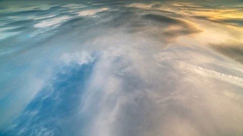 The cover of the cloud flow. wide angle, plane view Stock Footage 77712224