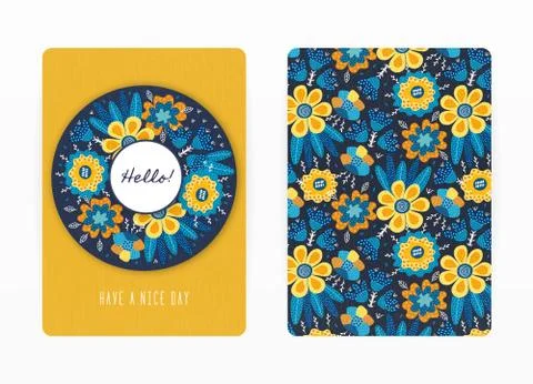 Cover design with floral pattern. Hand drawn creative flowers. Colorful artis Illustrazione stock