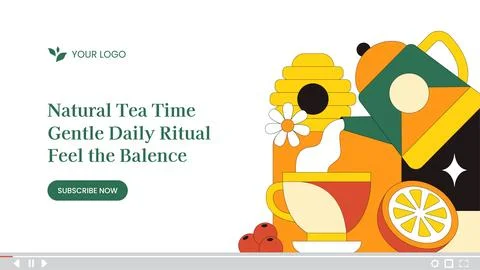 Cover Design Herbal Tea Flat Cartoon Hand Drawn Background Illustration Stock Illustration