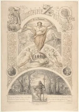 Cover design for the 'Illustrirte Zeitung' 1860 Johann Caspar Nepomuk Scheu.. Stock Photos