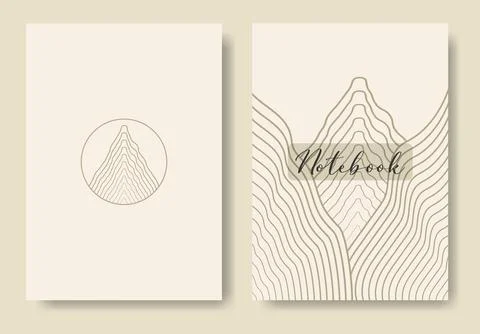 Cover design with linear mountains Stock Illustration