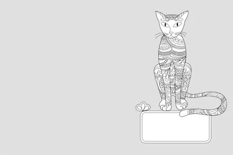 Cover design notebook with elegant cat Stock Illustration