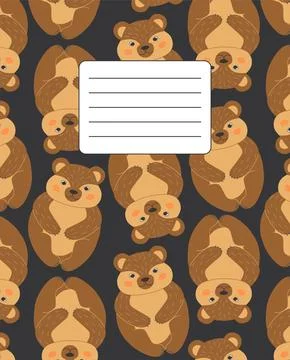 Cover design for notebooks, planners with the image of a funny bear on a da.. Stock Illustration