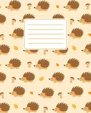 Cover design for notebooks, planners with the image of funny hedgehogs and .. Stock Illustration