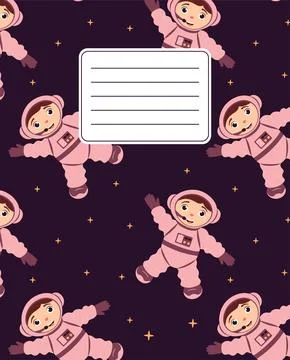 Cover design for notebooks, planners with the image of a cute astronaut. Stock-Illustration