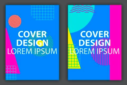 Cover design poster with geometric elements in the style of 80s. Brochure des Stock Illustration