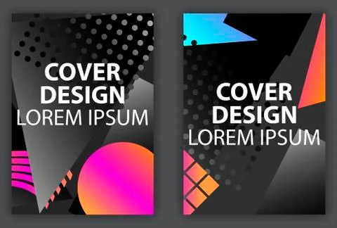 Cover design poster with geometric elements in the style of 80s. Brochure des 스톡 일러스트