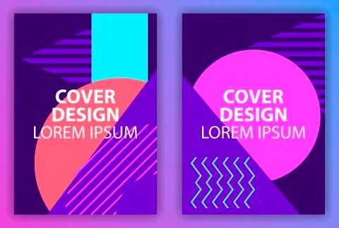 Cover design poster with geometric elements in the style of 80s. Brochure des Illustrazione stock
