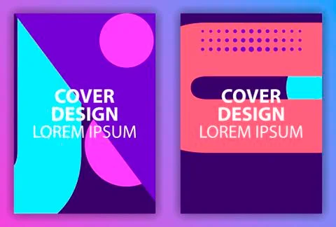 Cover design poster with geometric elements in the style of 80s. Brochure des Illustrazione stock