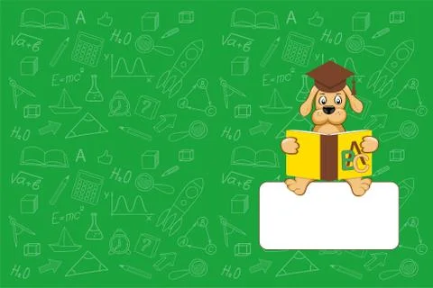 Cover design school notebook with reading puppy Stock Illustration