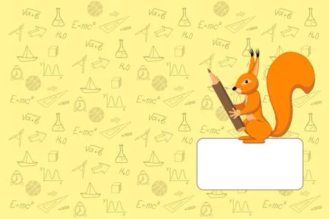 Cover design school notebook with squirrel Illustrazione stock