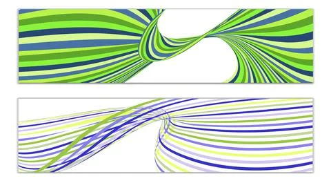 Cover design, set of 2 covers. Wavy lines or ribbons. Fancy abstract backgrou Stock Illustration