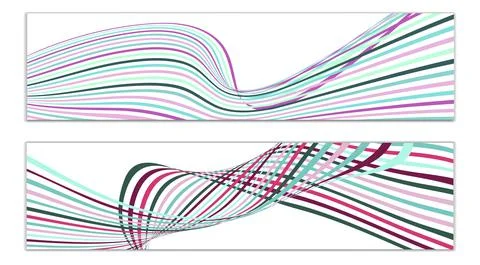 Cover design, set of 2 covers. Wavy lines or ribbons. Fancy abstract backgrou 库存插图