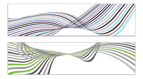 Cover design, set of 2 covers. Wavy lines or ribbons. Fancy abstract backgrou Stock Illustration
