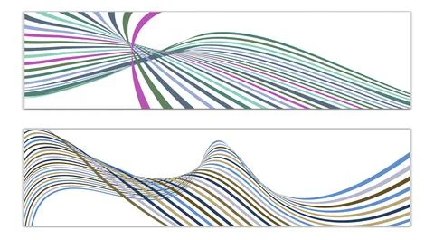 Cover design, set of 2 covers. Wavy lines or ribbons. Fancy abstract backgrou 库存插图