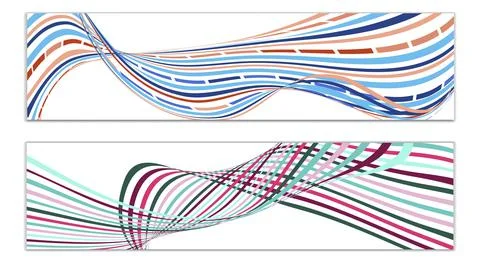 Cover design, set of 2 covers. Wavy lines or ribbons. Fancy abstract backgrou Stock Illustration
