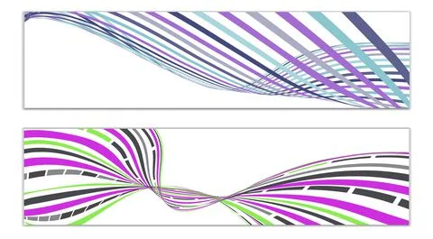 Cover design, set of 2 covers. Wavy lines or ribbons. Fancy abstract backgrou Stock Illustration