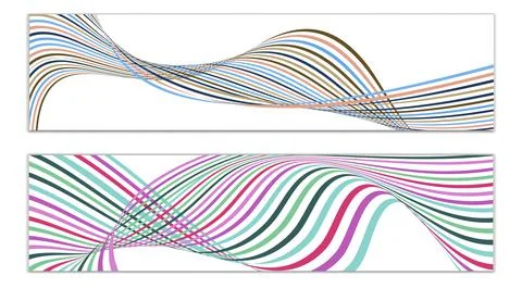 Cover design, set of 2 covers. Wavy lines or ribbons. Fancy abstract backgrou Stock Illustration