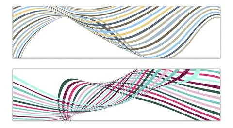 Cover design, set of 2 covers. Wavy lines or ribbons. Fancy abstract backgrou Stock Illustration