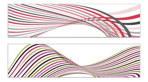 Cover design, set of 2 covers. Wavy lines or ribbons. Fancy abstract backgrou Stock Illustration