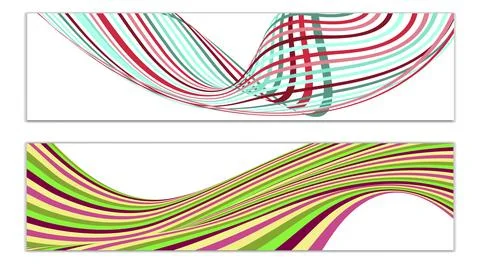 Cover design, set of 2 covers. Wavy lines or ribbons. Fancy abstract backgrou Stock Illustration