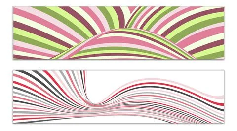 Cover design, set of 2 covers. Wavy lines or ribbons. Fancy abstract backgrou Stock Illustration