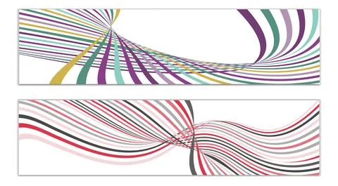 Cover design, set of 2 covers. Wavy lines or ribbons. Fancy abstract backgrou Stock Illustration