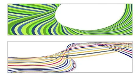 Cover design, set of 2 covers. Wavy lines or ribbons. Fancy abstract backgrou 库存插图