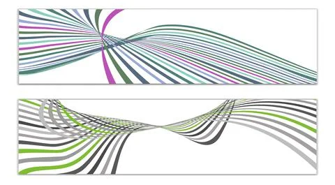 Cover design, set of 2 covers. Wavy lines or ribbons. Fancy abstract backgrou Stock Illustration