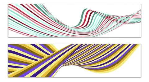Cover design, set of 2 covers. Wavy lines or ribbons. Fancy abstract backgrou Stock Illustration