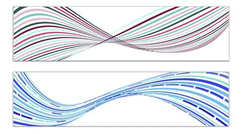Cover design, set of 2 covers. Wavy lines or ribbons. Fancy abstract backgrou イラスト素材