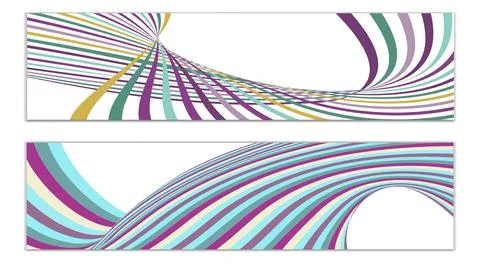 Cover design, set of 2 covers. Wavy lines or ribbons. Fancy abstract backgrou 스톡 일러스트