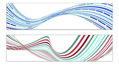 Cover design, set of 2 covers. Wavy lines or ribbons. Fancy abstract backgrou Stockillustratie