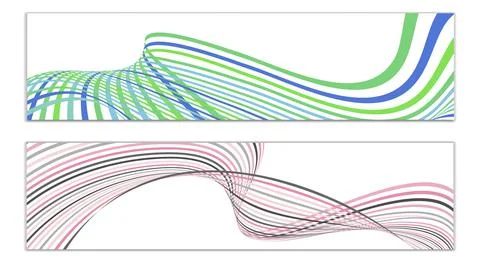 Cover design, set of 2 covers. Wavy lines or ribbons. Fancy abstract backgrou Иллюстрация
