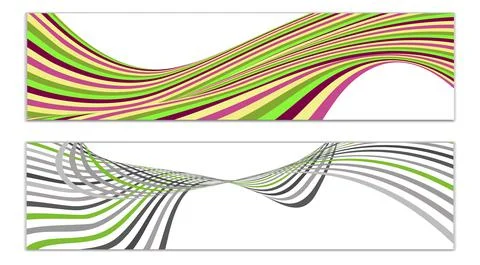 Cover design, set of 2 covers. Wavy lines or ribbons. Fancy abstract backgrou Stock Illustration