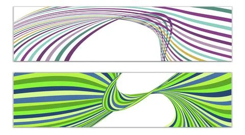 Cover design, set of 2 covers. Wavy lines or ribbons. Fancy abstract backgrou Stock Illustration