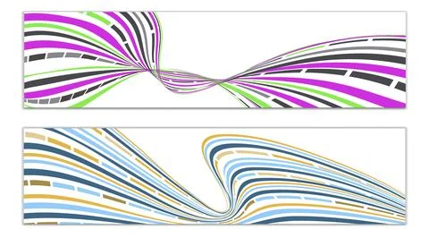 Cover design, set of 2 covers. Wavy lines or ribbons. Fancy abstract backgrou Illustration