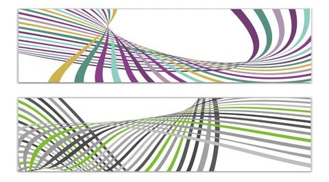 Cover design, set of 2 covers. Wavy lines or ribbons. Fancy abstract backgrou Illustrazione stock
