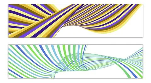 Cover design, set of 2 covers. Wavy lines or ribbons. Fancy abstract backgrou Иллюстрация