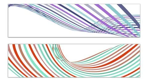 Cover design, set of 2 covers. Wavy lines or ribbons. Fancy abstract backgrou 库存插图