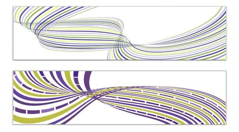 Cover design, set of 2 covers. Wavy lines or ribbons. Fancy abstract backgrou Stock Illustration
