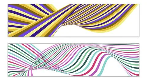 Cover design, set of 2 covers. Wavy lines or ribbons. Fancy abstract backgrou Stock Illustration