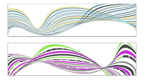 Cover design, set of 2 covers. Wavy lines or ribbons. Fancy abstract backgrou Stock Illustration