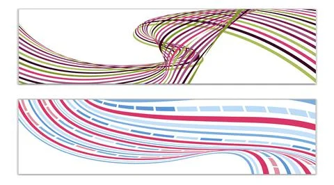 Cover design, set of 2 covers. Wavy lines or ribbons. Fancy abstract backgrou 库存插图