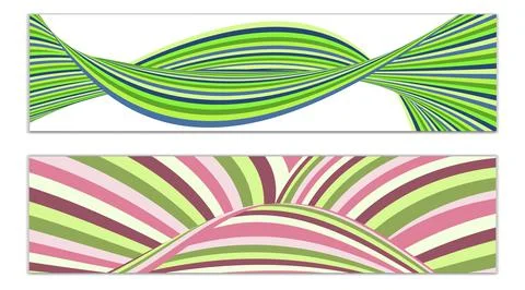 Cover design, set of 2 covers. Wavy lines or ribbons. Fancy abstract backgrou Illustration