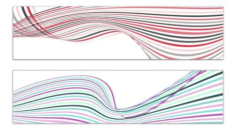 Cover design, set of 2 covers. Wavy lines or ribbons. Fancy abstract backgrou Illustration