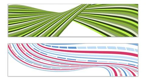 Cover design, set of 2 covers. Wavy lines or ribbons. Fancy abstract backgrou Иллюстрация