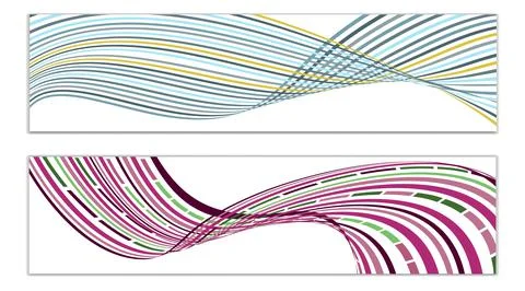 Cover design, set of 2 covers. Wavy lines or ribbons. Fancy abstract backgrou Stock Illustration