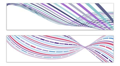 Cover design, set of 2 covers. Wavy lines or ribbons. Fancy abstract backgrou Stock Illustration