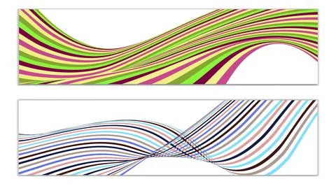 Cover design, set of 2 covers. Wavy lines or ribbons. Fancy abstract backgrou Stock Illustration